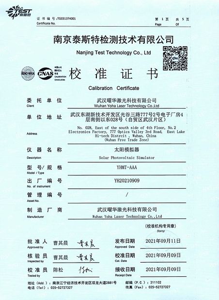 Porcellana Yoha (Wuhan) New Energy Technology Co., Ltd. Certificazioni